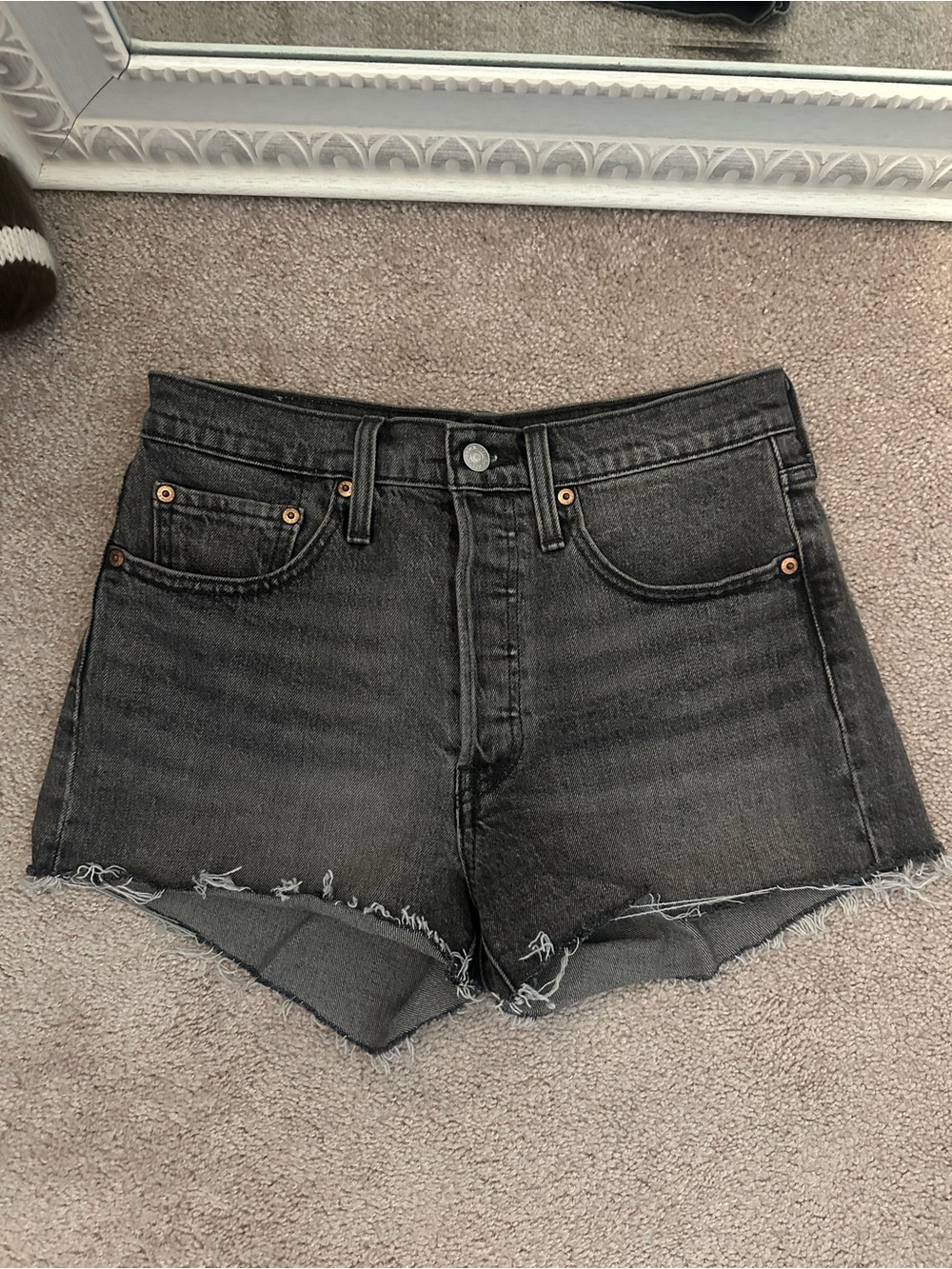 Levi's Black Washed Denim Cutoff Shorts - Women's